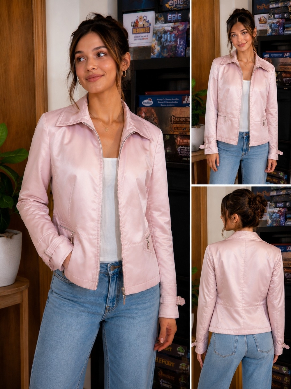 Apriori Blush Pink Satin Jacket ✨ Zip Pockets | Women’s 10 | Runs Small
